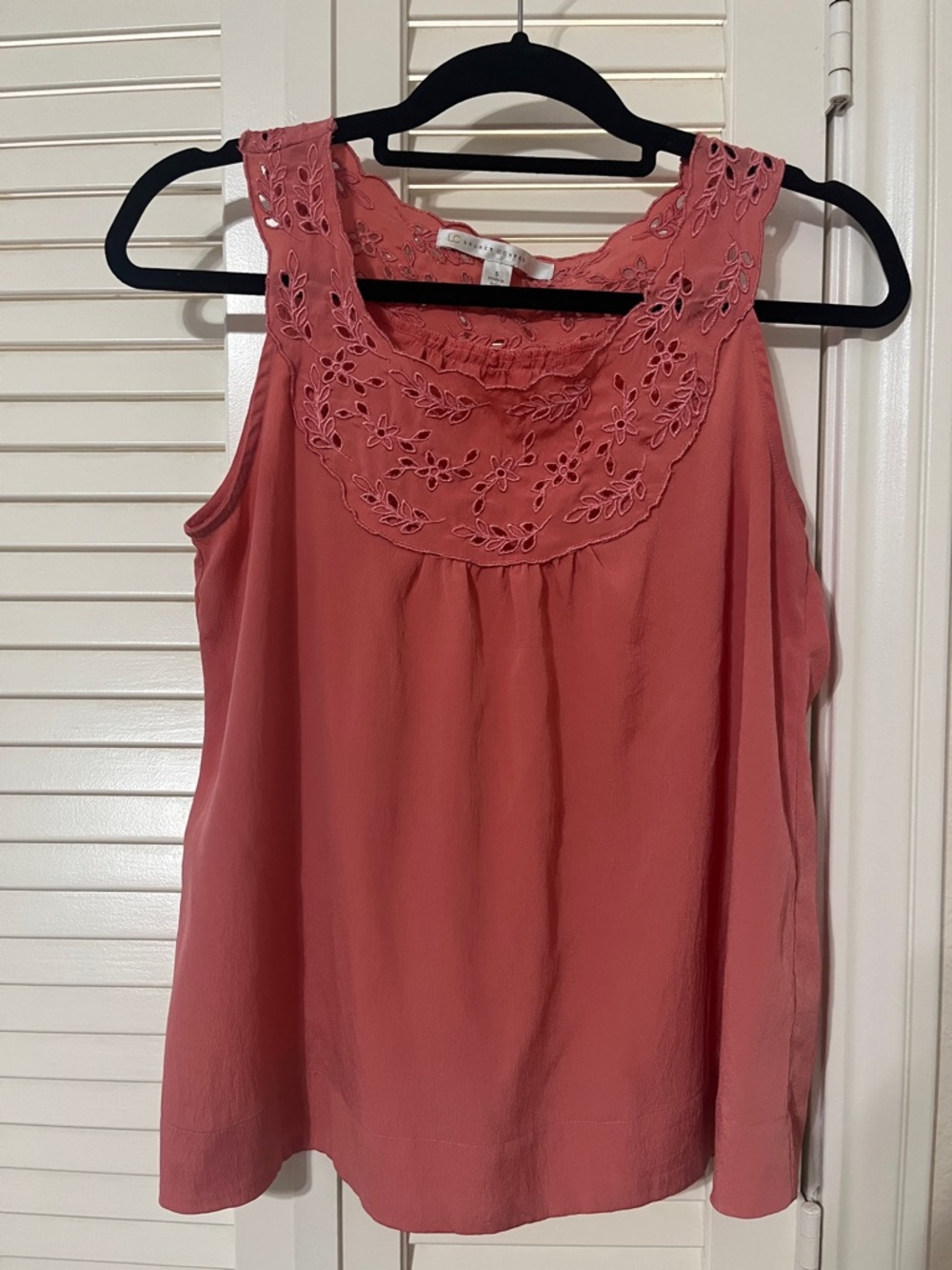 LC Lauren Conrad Rose Eyelet Yoke Sleeveless Camisole